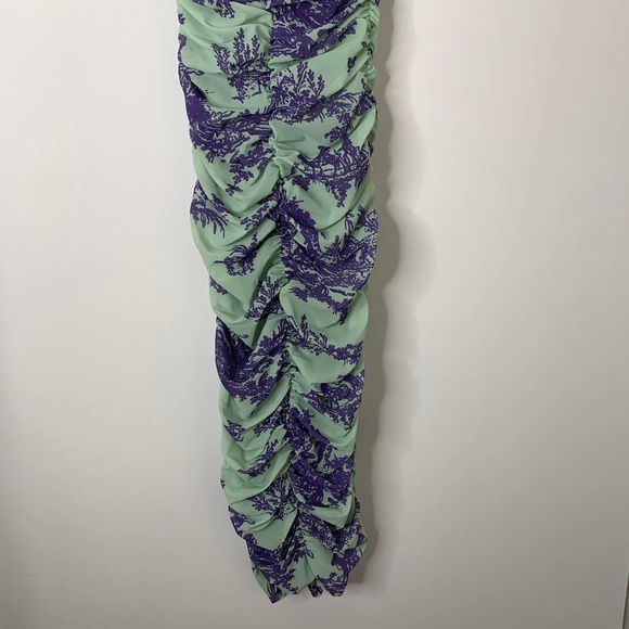Miaou Renzo Mint Toile Midi Ruched Dress Mint Purple Womens XS - Picture 11 of 16